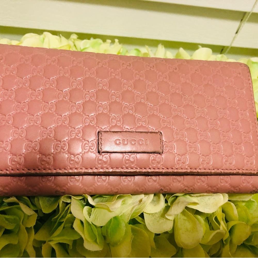 Gucci Soft Pink Microguccissima Continental Leather Long Wallet